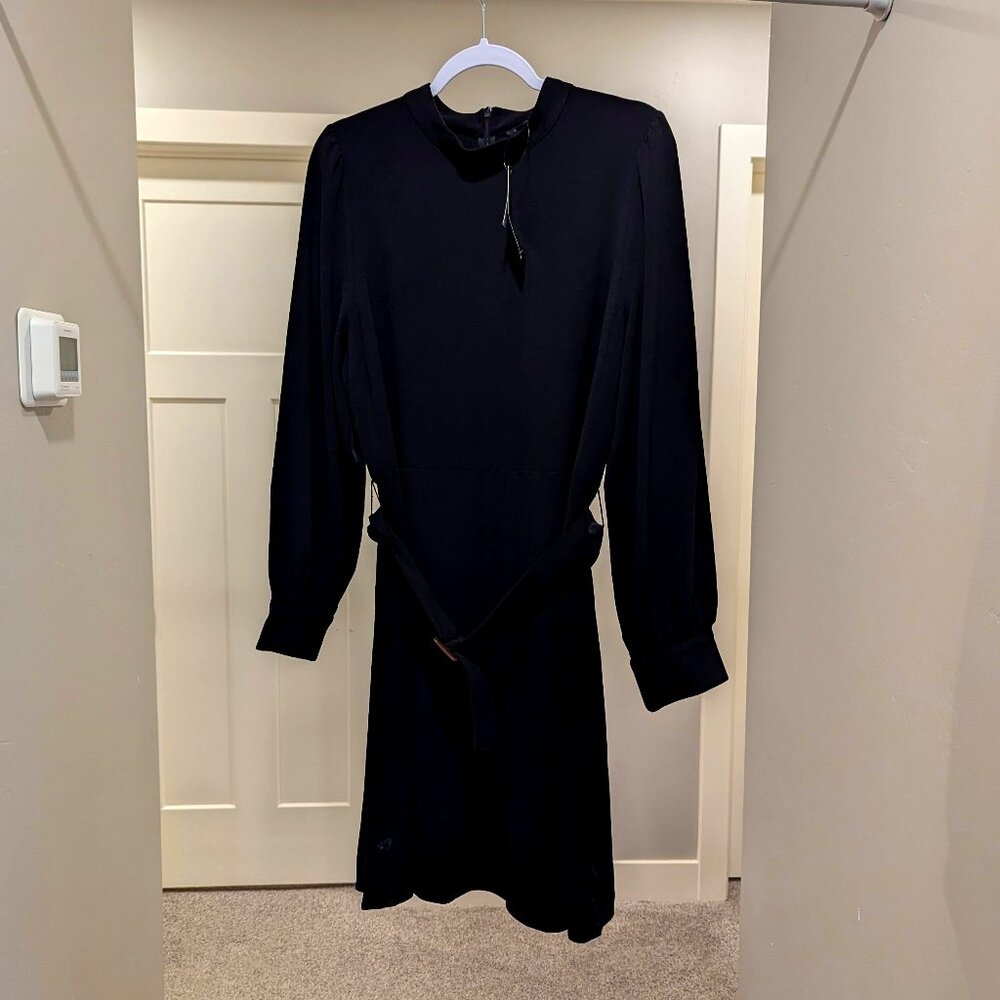 Brand new black mock neck belted midi dress from Banana Republic, size 14